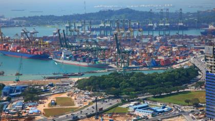 A view of Tanjong Pagar Container Terminal in Singapore.